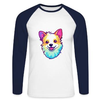 Spielzeug Deutscher Spitz Hunderasse Karikatur Kawaii Illustra - Unisex Baseballshirt langarm - Weiß/Navy - Vorne - Nik (191cm)