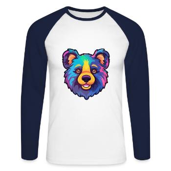 Tahltan Bear Dog Breed Cartoon Kawaii Illustration - Unisex Long Sleeve Baseball T-Shirt - white/navy - Front - Nik (191cm)