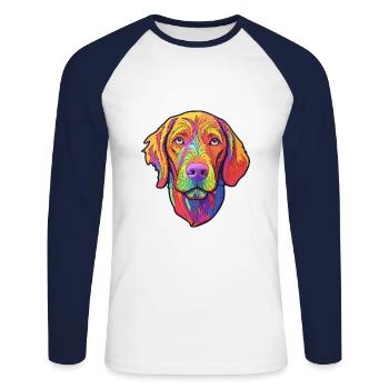 Wirehaired Vizsla Dog Breed Cartoon Kawaii Illustr - Unisex Long Sleeve Baseball T-Shirt - white/navy - Front - Nik (191cm)