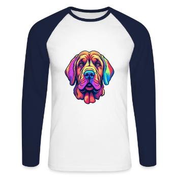 Spanish Mastiff Dog Breed Cartoon Kawaii Illustrat - Unisex Long Sleeve Baseball T-Shirt - white/navy - Front - Nik (191cm)