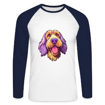 Spinone Italiano Dog Breed Cartoon Kawaii Illustra - Unisex Long Sleeve Baseball T-Shirt - white/navy - Front - Nik (191cm)