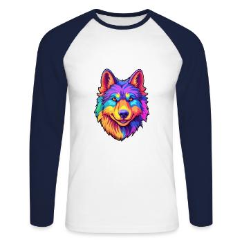 Tschechoslowakischer Wolfshund Hunderasse Cartoon Kawaii Illu - Unisex Baseballshirt langarm - Weiß/Navy - Vorne - Nik (191cm)