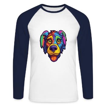 Cao de Seo Miguel Hunderasse Cartoon Kawaii Illustration - Unisex Baseballshirt langarm - Weiß/Navy - Vorne - Nik (191cm)