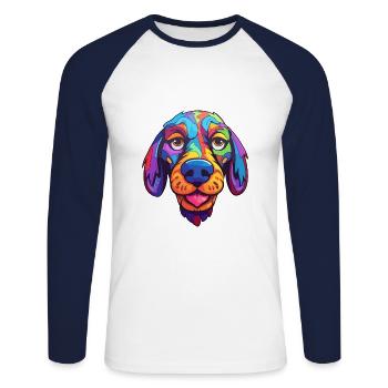 Cao De Gado Transmontano Hunderasse Cartoon Kawaii - Unisex Baseballshirt langarm - Weiß/Navy - Vorne - Nik (191cm)