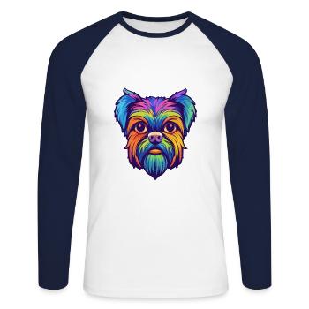 Bruxelles Griffon Chien Race Cartoon Kawaii Illustra - T-shirt baseball manches longues Homme - blanc/marine - Devant - Nik (191cm)