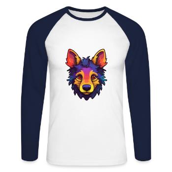 Belge Groenendael Chien Race Cartoon Kawaii Illus - T-shirt baseball manches longues Homme - blanc/marine - Devant - Nik (191cm)