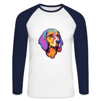 Beagle Harrier Hunderasse Cartoon Kawaii Illustrati - Unisex Baseballshirt langarm - Weiß/Navy - Vorne - Nik (191cm)