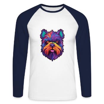 Affenpinscher Race de chien Cartoon Kawaii Illustratio - T-shirt baseball manches longues Homme - blanc/marine - Devant - Nik (191cm)
