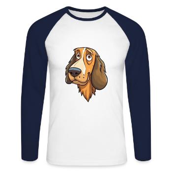 Uruguayische Cimarron-Hunderasse Cartoon Kawaii Illust - Unisex Baseballshirt langarm - Weiß/Navy - Vorne - Nik (191cm)