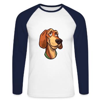 Transylvanian Hound Dog Breed Cartoon Kawaii Illus - Unisex Long Sleeve Baseball T-Shirt - white/navy - Front - Nik (191cm)