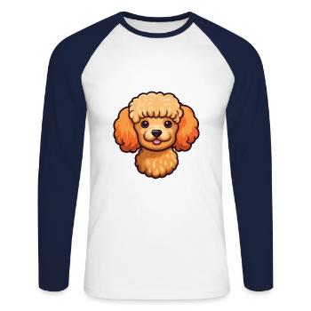 Jouet caniche chien race dessin animé kawaii illustration - T-shirt baseball manches longues Homme - blanc/marine - Devant - Nik (191cm)