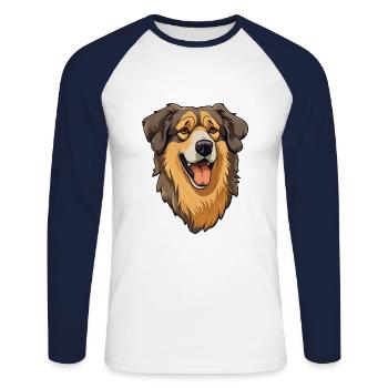 Schäferhund Rasse Karikatur Kawaii Illustrati - Unisex Baseballshirt langarm - Weiß/Navy - Vorne - Nik (191cm)