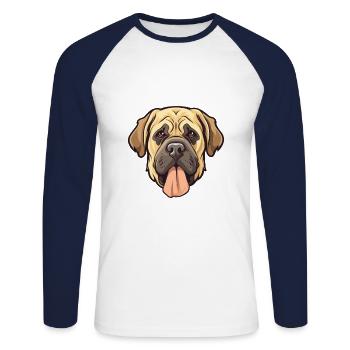 Transmontano Mastiff Hunderasse Cartoon Kawaii Illu - Unisex Baseballshirt langarm - Weiß/Navy - Vorne - Nik (191cm)