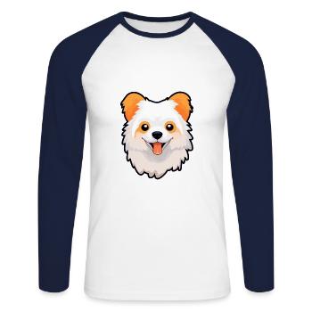 Spielzeug Deutscher Spitz Hunderasse Karikatur Kawaii Illustra - Unisex Baseballshirt langarm - Weiß/Navy - Vorne - Nik (191cm)