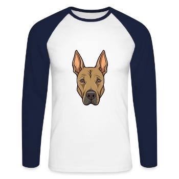 Thai Ridgeback Chien Race Cartoon Kawaii Illustrati - T-shirt baseball manches longues Homme - blanc/marine - Devant - Nik (191cm)