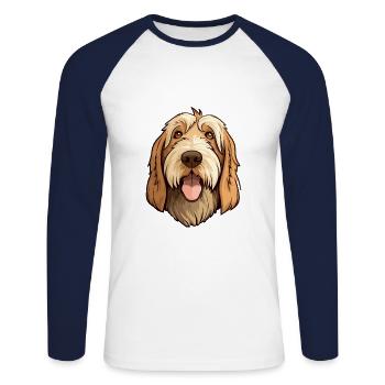 Spinone Italiano Dog Breed Cartoon Kawaii Illustra - Unisex Long Sleeve Baseball T-Shirt - white/navy - Front - Nik (191cm)