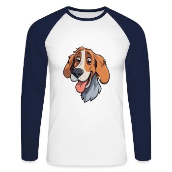 Slovensky Kopov Race De Chien Cartoon Kawaii Illustrat - T-shirt baseball manches longues Homme - blanc/marine - Devant - Nik (191cm)