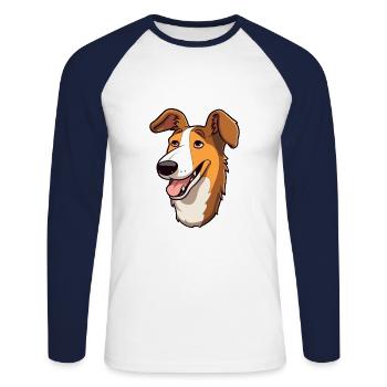 Glatter Collie Hund Rasse Cartoon Kawaii Illustratio - Unisex Baseballshirt langarm - Weiß/Navy - Vorne - Nik (191cm)