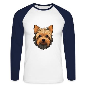 Silky Terrier Race De Chien Cartoon Kawaii Illustratio - T-shirt baseball manches longues Homme - blanc/marine - Devant - Nik (191cm)