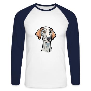 Sloughi Hunderasse Cartoon Kawaii Illustration - Unisex Baseballshirt langarm - Weiß/Navy - Vorne - Nik (191cm)