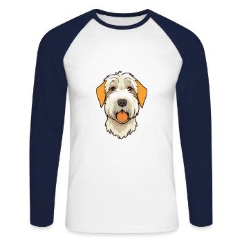 Sealyham Terrier Dog Breed Cartoon Kawaii Illustra - Unisex Long Sleeve Baseball T-Shirt - white/navy - Front - Nik (191cm)
