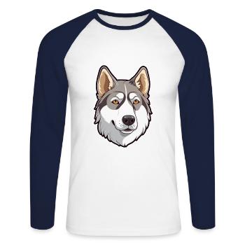 Labrador canadien Husky chien race Cartoon Kawaii I - T-shirt baseball manches longues Homme - blanc/marine - Devant - Nik (191cm)