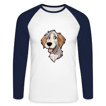 Dutch Smoushond Dog Breed Cartoon Kawaii Illustrat - Unisex Long Sleeve Baseball T-Shirt - white/navy - Front - Nik (191cm)