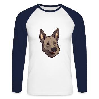 Berger Hollandais Chien Race Cartoon Kawaii Illustrati - T-shirt baseball manches longues Homme - blanc/marine - Devant - Nik (191cm)