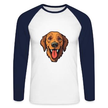 Cao De Gado Transmontano Hunderasse Cartoon Kawaii - Unisex Baseballshirt langarm - Weiß/Navy - Vorne - Nik (191cm)