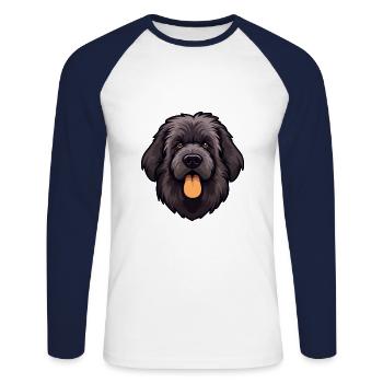Bouvier Des Ardennes Race De Chien Cartoon Kawaii Illu - T-shirt baseball manches longues Homme - blanc/marine - Devant - Nik (191cm)