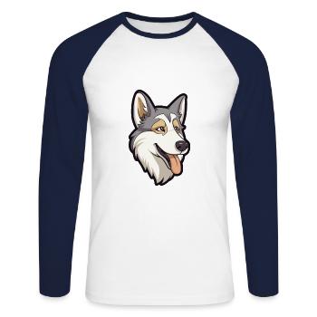 Tschechoslowakischer Wolfshund Hunderasse Cartoon Kawaii Illu - Unisex Baseballshirt langarm - Weiß/Navy - Vorne - Nik (191cm)