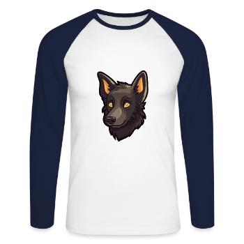 Belgische Groenendael-Hunderasse Karikatur Kawaii Abb. - Unisex Baseballshirt langarm - Weiß/Navy - Vorne - Nik (191cm)
