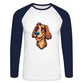 Cimarron Uruguayo Dog Breed Cartoon Kawaii Illustr - Unisex Long Sleeve Baseball T-Shirt - white/navy - Front - Nik (191cm)