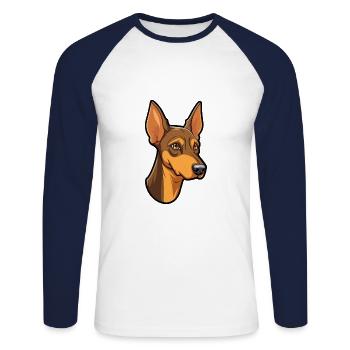 Österreichischer Pinscher Hunderasse Cartoon Kawaii Illustr - Unisex Baseballshirt langarm - Weiß/Navy - Vorne - Nik (191cm)
