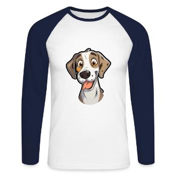 Alano Español Race de chien Cartoon Kawaii Illustratio - T-shirt baseball manches longues Homme - blanc/marine - Devant - Nik (191cm)