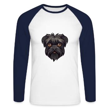 Affenpinscher Dog Breed Cartoon Kawaii Illustratio - Unisex Long Sleeve Baseball T-Shirt - white/navy - Front - Nik (191cm)