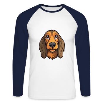 Alpen Dachsbracke Hunderasse Cartoon Kawaii Illust - Unisex Baseballshirt langarm - Weiß/Navy - Vorne - Nik (191cm)