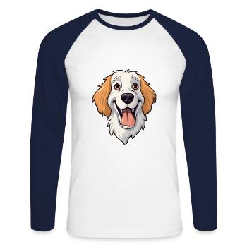 Akbash Hunderasse Cartoon Kawaii Illustration - Unisex Baseballshirt langarm - Weiß/Navy - Vorne - Nik (191cm)