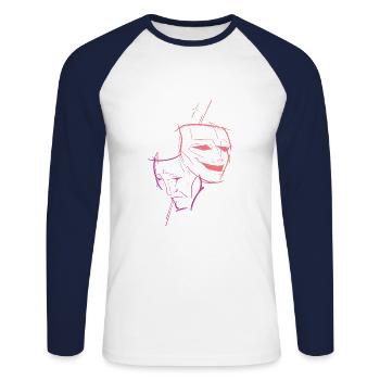 Theatre Masks - Unisex Long Sleeve Baseball T-Shirt - white/navy - Front - Nik (191cm)