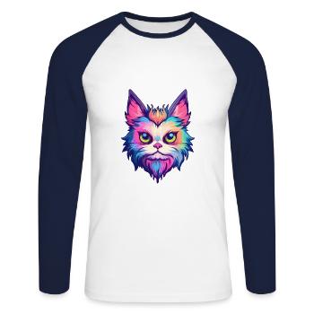 Birma Katze Rasse Aquarell Cartoon Kawaii Haustier - Unisex Baseballshirt langarm - Weiß/Navy - Vorne - Nik (191cm)