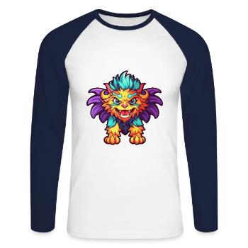 Manticore Bunte Aquarell-Karikatur Kawaii Anima - Unisex Baseballshirt langarm - Weiß/Navy - Vorne - Nik (191cm)