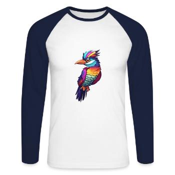 Pic Aquarelle Colorée Dessin Animé Kawaii Anim - T-shirt baseball manches longues Homme - blanc/marine - Devant - Nik (191cm)