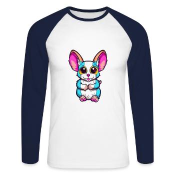 Zuckergleiter Bunte Aquarell-Karikatur Kawaii An - Unisex Baseballshirt langarm - Weiß/Navy - Vorne - Nik (191cm)