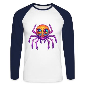 Araignée Aquarelle Colorée Dessin Animé Kawaii Animal - T-shirt baseball manches longues Homme - blanc/marine - Devant - Nik (191cm)