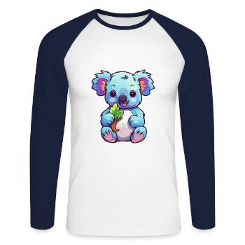 Koala Buntes Aquarell Cartoon Kawaii Tier - Unisex Baseballshirt langarm - Weiß/Navy - Vorne - Nik (191cm)
