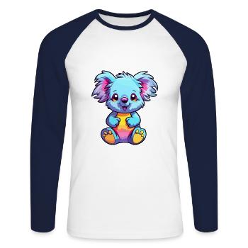 Koala Buntes Aquarell Cartoon Kawaii Tier - Unisex Baseballshirt langarm - Weiß/Navy - Vorne - Nik (191cm)