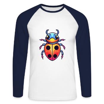 Ladybug Colorful Watercolor Cartoon Kawaii Animal - Unisex Long Sleeve Baseball T-Shirt - white/navy - Front - Nik (191cm)