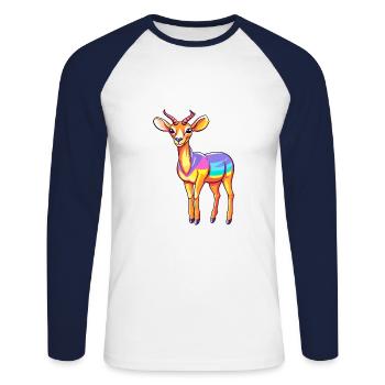 Impala Buntes Aquarell Cartoon Kawaii Tier - Unisex Baseballshirt langarm - Weiß/Navy - Vorne - Nik (191cm)