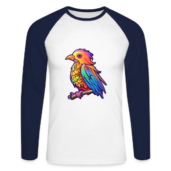 Kuckuck buntes Aquarell Cartoon Kawaii Tier - Unisex Baseballshirt langarm - Weiß/Navy - Vorne - Nik (191cm)