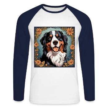 Bernese Mountain Dog Dog Head Dog Retro Design - Unisex Long Sleeve Baseball T-Shirt - white/navy - Front - Nik (191cm)